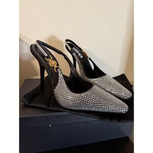 versace ctystal stud slingback heel